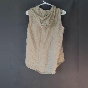 Black tag by Zara man utility vest hooded size S 100% linen